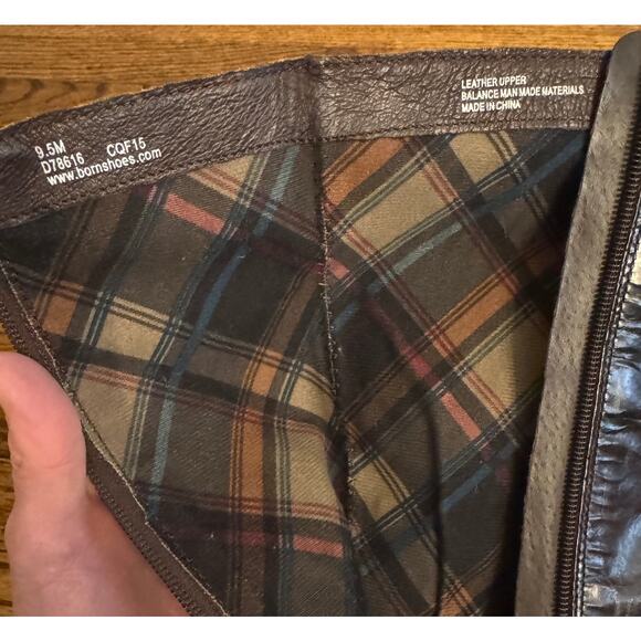BORN Helen Tall Leather Riding Boots Buckle Plaid Preppy Equestrian Size 9.5 - Picture 7 of 7